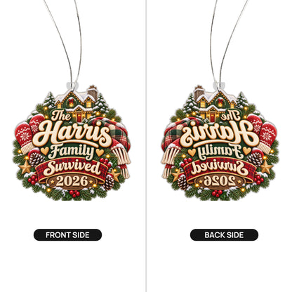 Family Survived 2026 Christmas Ornament – Funny Family Holiday Keepsake & Christmas Gift