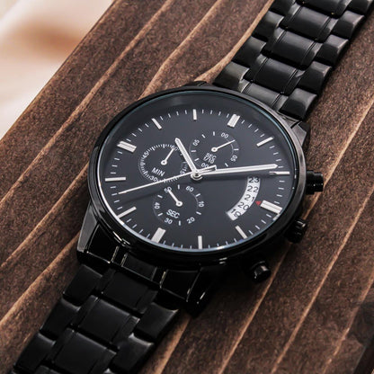 Personalized Together Is My Favorite Place to Be Black Chronograph Watch – Engraved Anniversary Gift for Him