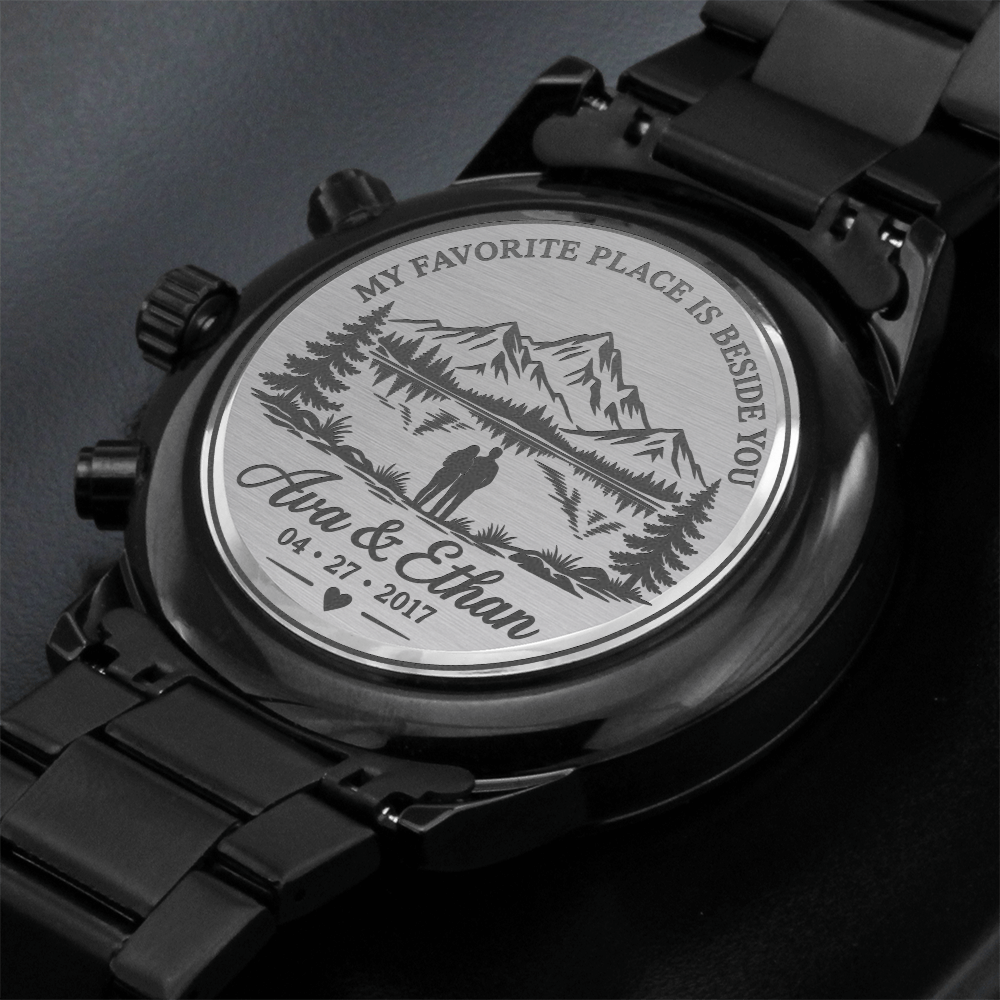 Personalized My Favorite Place Is Beside You Watch – Engraved Romantic Gift for Him