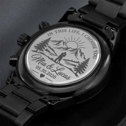 Personalized In This Life I Choose You Black Chronograph Watch