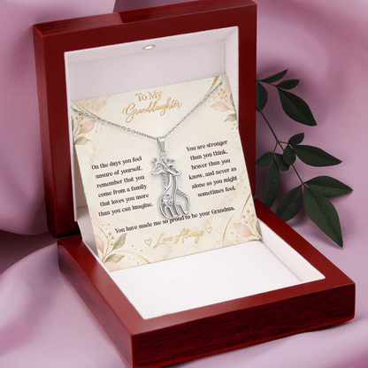 To My Granddaughter Giraffe Necklace – Stronger Than You Think, Braver Than You Know