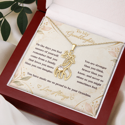 To My Granddaughter Giraffe Necklace – Stronger Than You Think, Braver Than You Know