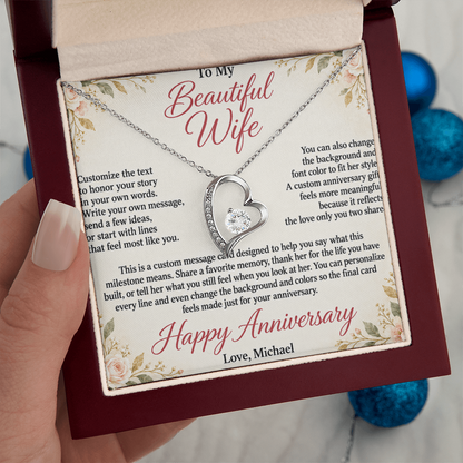 Personalized Anniversary Necklace for Wife – Forever Love Custom Message Card