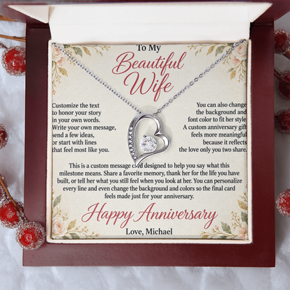 Personalized Anniversary Necklace for Wife – Forever Love Custom Message Card