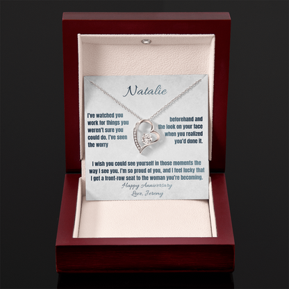 So Proud of You Anniversary Necklace for Her – Personalized Forever Love Heart