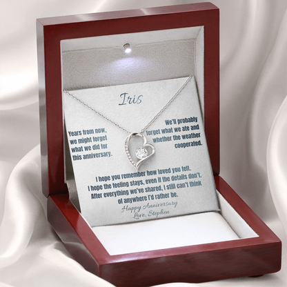 Anywhere I'd Rather Be Anniversary Necklace for Her – Personalized Forever Love Heart