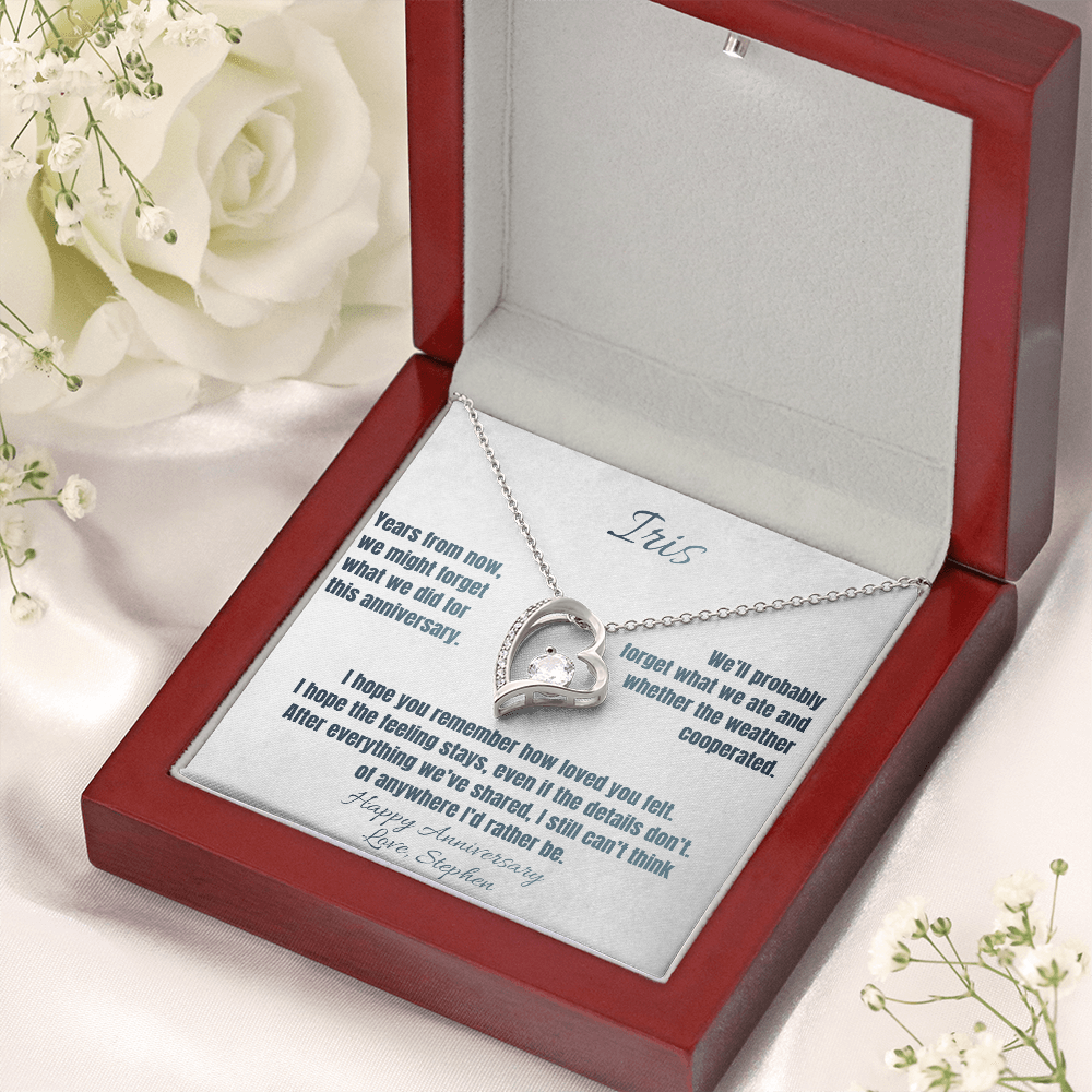Anywhere I'd Rather Be Anniversary Necklace for Her – Personalized Forever Love Heart