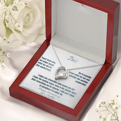 Anywhere I'd Rather Be Anniversary Necklace for Her – Personalized Forever Love Heart