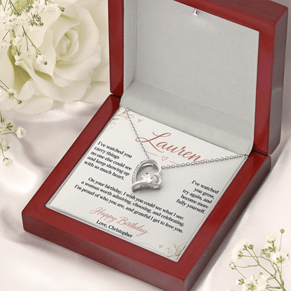 Proud of the Woman You Are Birthday Necklace for Her – Personalized Forever Love Heart