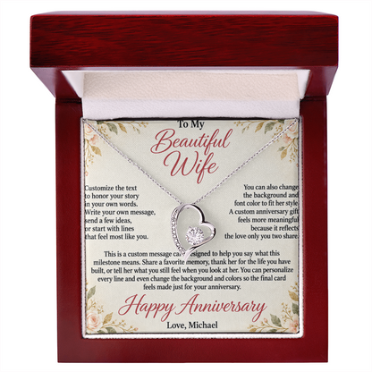 Personalized Anniversary Necklace for Wife – Forever Love Custom Message Card