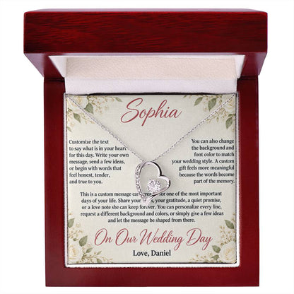 Personalized Wedding Day Necklace for Her – Forever Love Custom Message Card