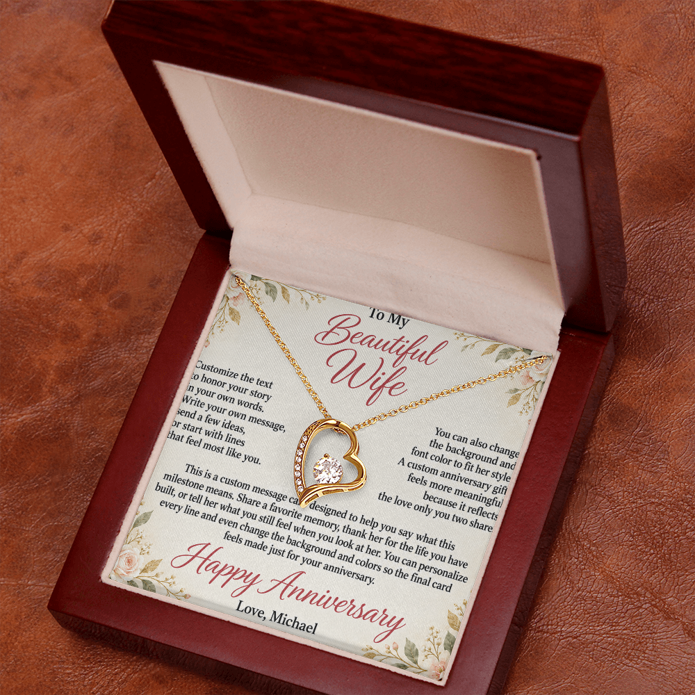 Personalized Anniversary Necklace for Wife – Forever Love Custom Message Card