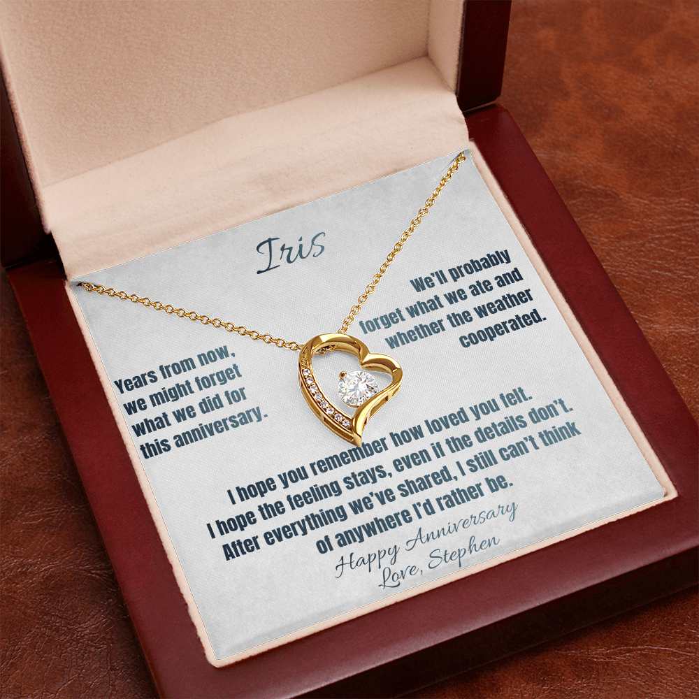 Anywhere I'd Rather Be Anniversary Necklace for Her – Personalized Forever Love Heart