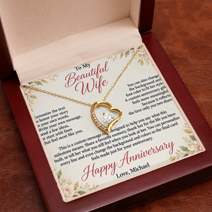 Personalized Anniversary Necklace for Wife – Forever Love Custom Message Card