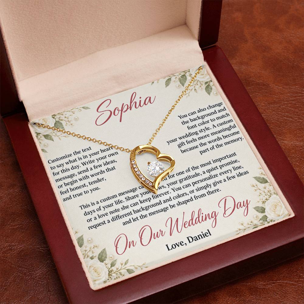 Personalized Wedding Day Necklace for Her – Forever Love Custom Message Card