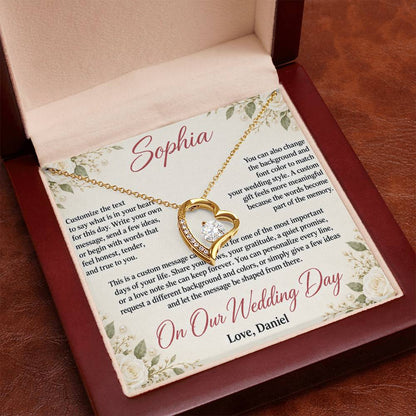 Personalized Wedding Day Necklace for Her – Forever Love Custom Message Card