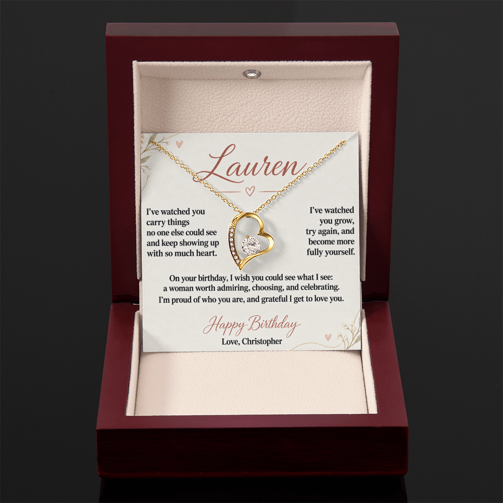 Proud of the Woman You Are Birthday Necklace for Her – Personalized Forever Love Heart