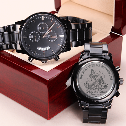 Personalized You Still Give Me Butterflies Watch – Romantic Engraved Anniversary Gift for Him