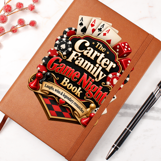 Personalized Family Game Night Journal — Custom Last Name Game Score & Memory Book