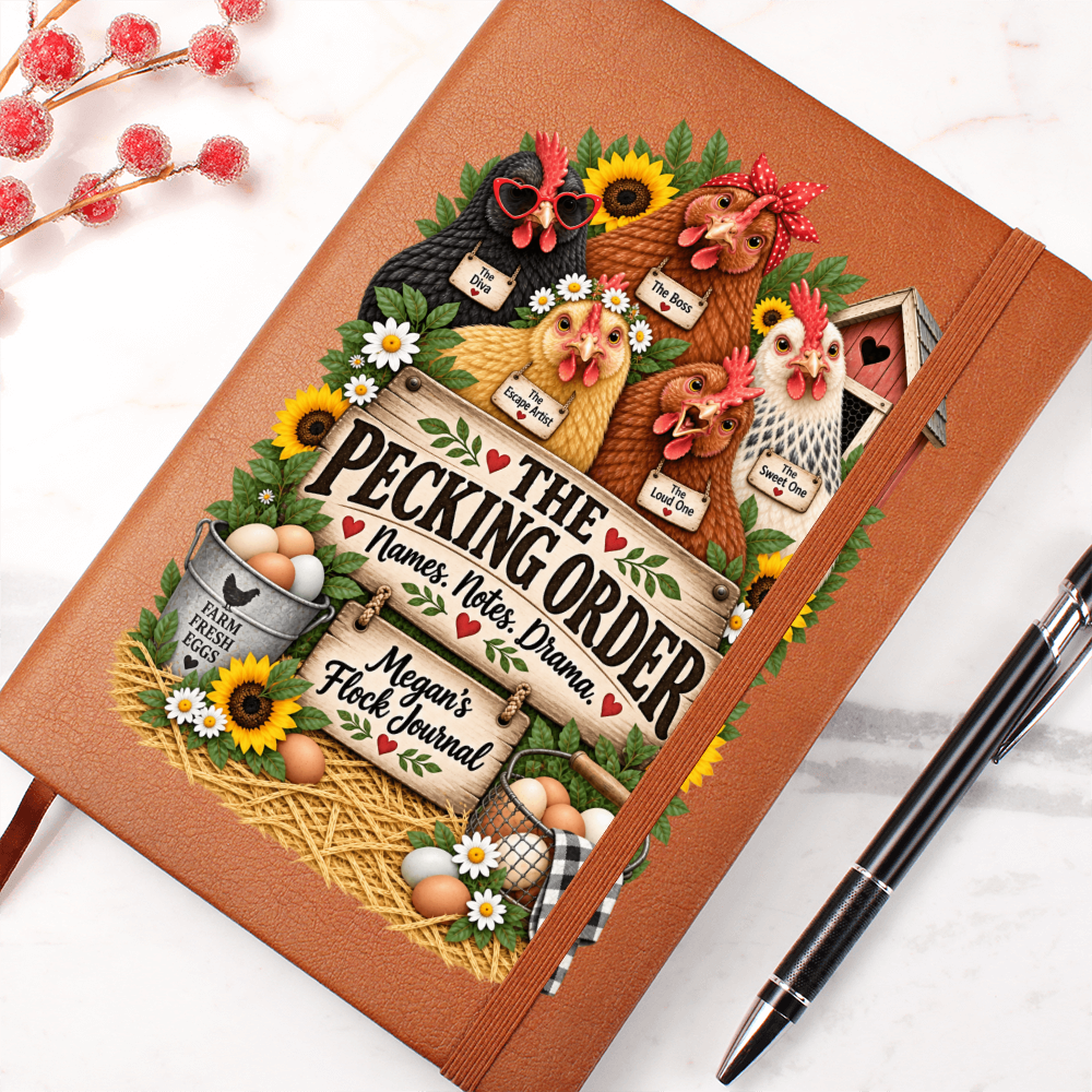 Personalized Chicken Journal — The Pecking Order Custom Flock Notes & Chicken Keeper Gift