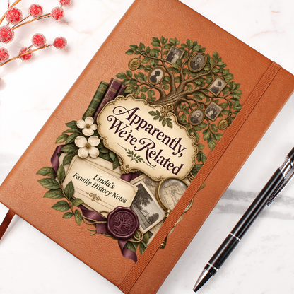 Personalized Family History Journal — Apparently, We're Related Custom Genealogy Notes Gift