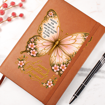 Personalized Butterfly Gratitude Journal — Custom Name Reflection & Daily Gratitude Notebook