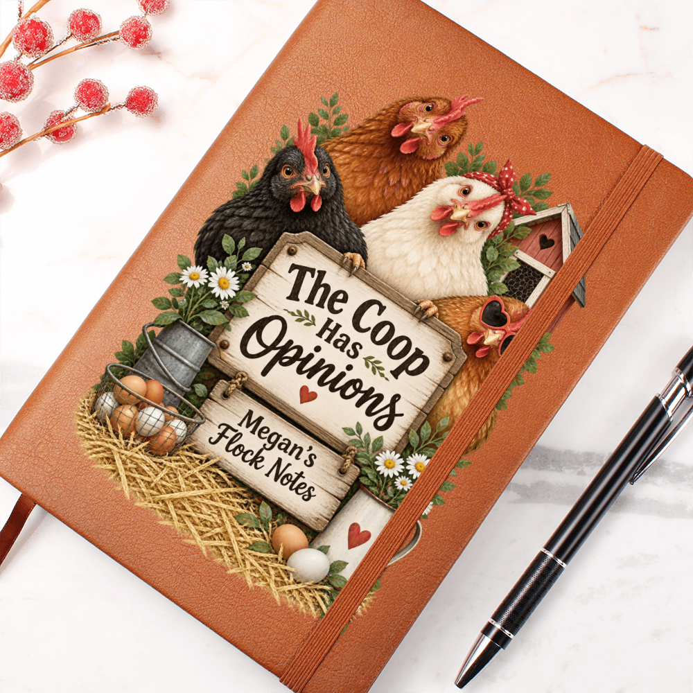 Personalized Chicken Journal — The Coop Has Opinions Custom Flock Notes Gift