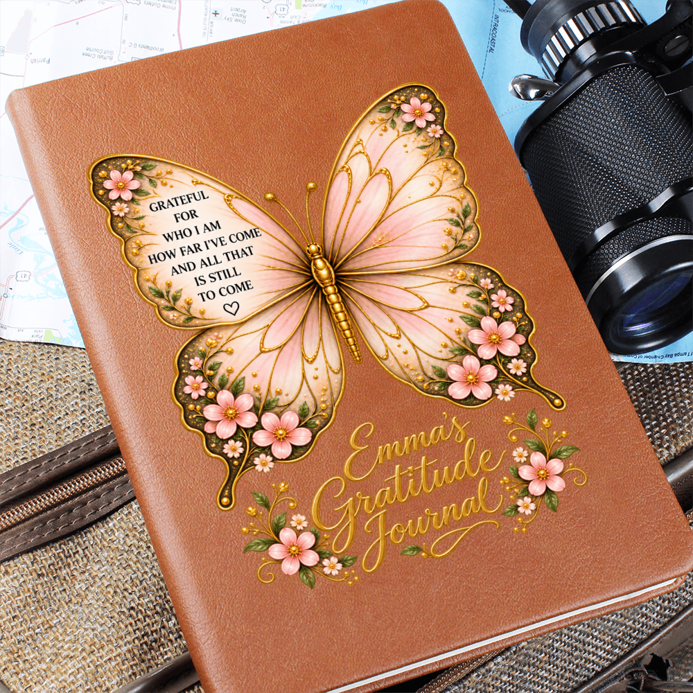 Personalized Butterfly Gratitude Journal — Custom Name Reflection & Daily Gratitude Notebook