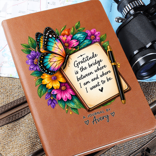 Personalized Gratitude Journal — Custom Name Reflection Notebook with Butterfly Design