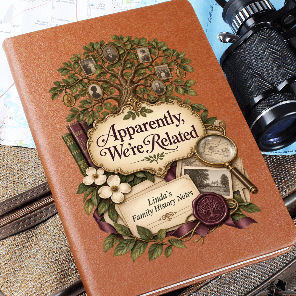 Personalized Family History Journal — Apparently, We're Related Custom Genealogy Notes Gift