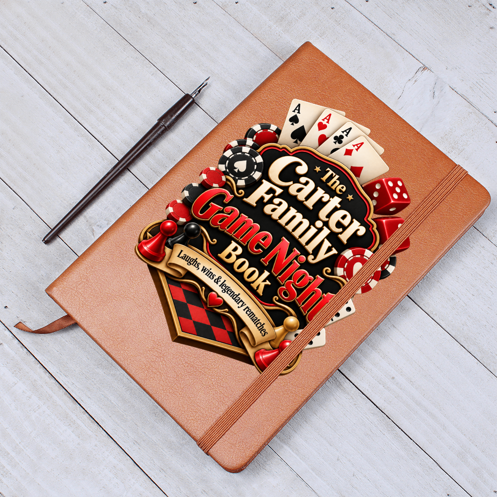 Personalized Family Game Night Journal — Custom Last Name Game Score & Memory Book