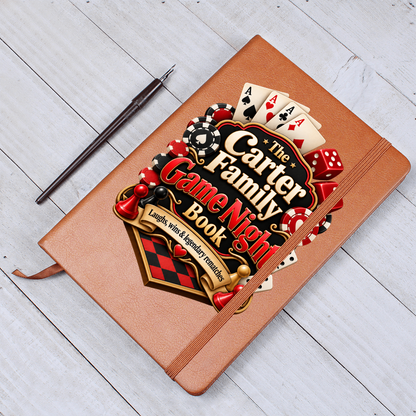 Personalized Family Game Night Journal — Custom Last Name Game Score & Memory Book