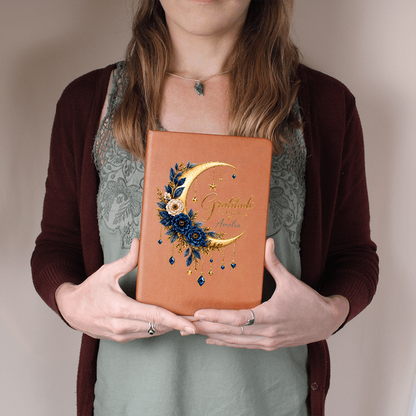 Personalized Gratitude Journal – Custom Name Moon & Floral Reflection Gift