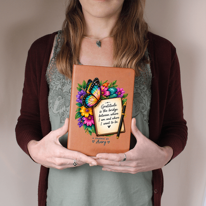 Personalized Gratitude Journal — Custom Name Reflection Notebook with Butterfly Design