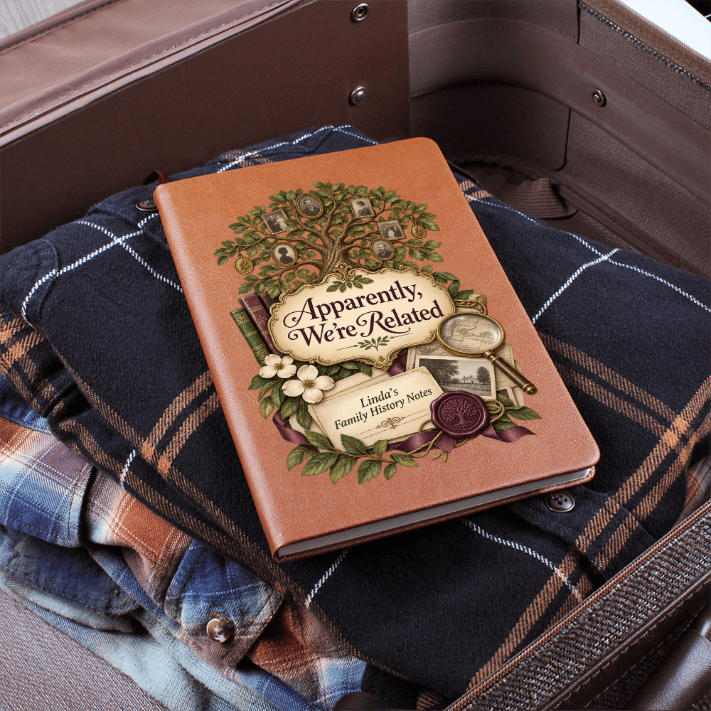 Personalized Family History Journal — Apparently, We're Related Custom Genealogy Notes Gift