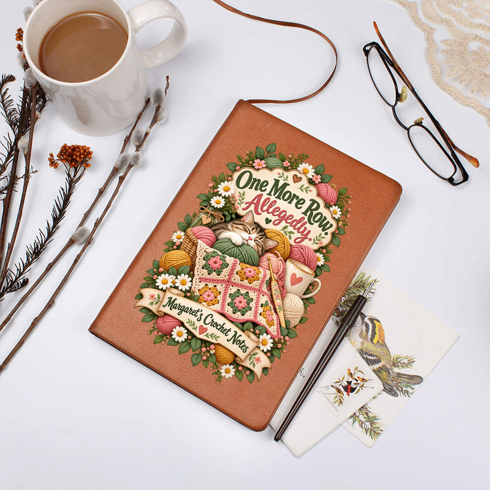 Personalized Crochet Journal — One More Row. Allegedly.