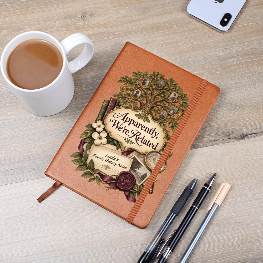 Personalized Family History Journal — Apparently, We're Related Custom Genealogy Notes Gift