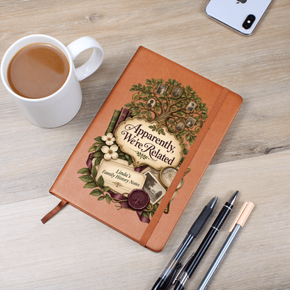Personalized Family History Journal — Apparently, We're Related Custom Genealogy Notes Gift