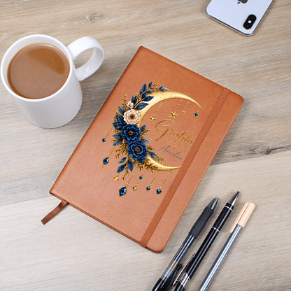 Personalized Gratitude Journal – Custom Name Moon & Floral Reflection Gift