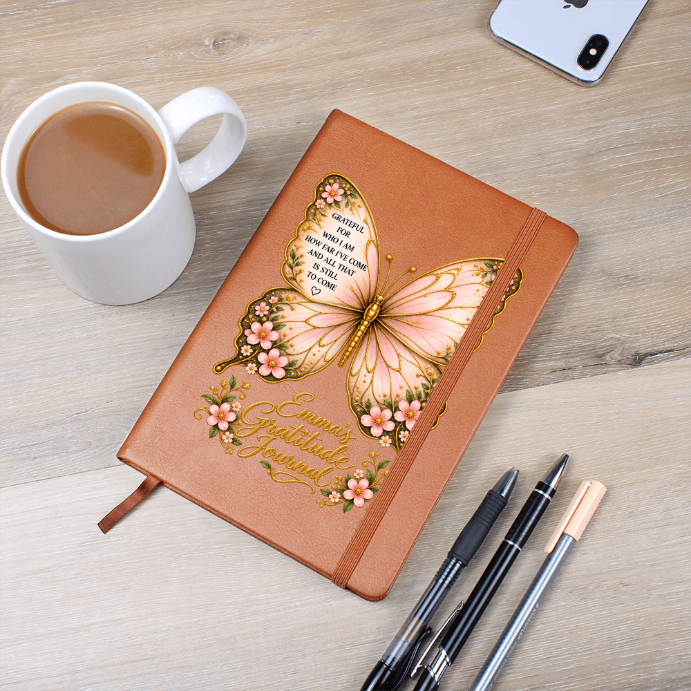 Personalized Butterfly Gratitude Journal — Custom Name Reflection & Daily Gratitude Notebook