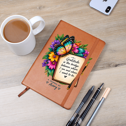 Personalized Gratitude Journal — Custom Name Reflection Notebook with Butterfly Design