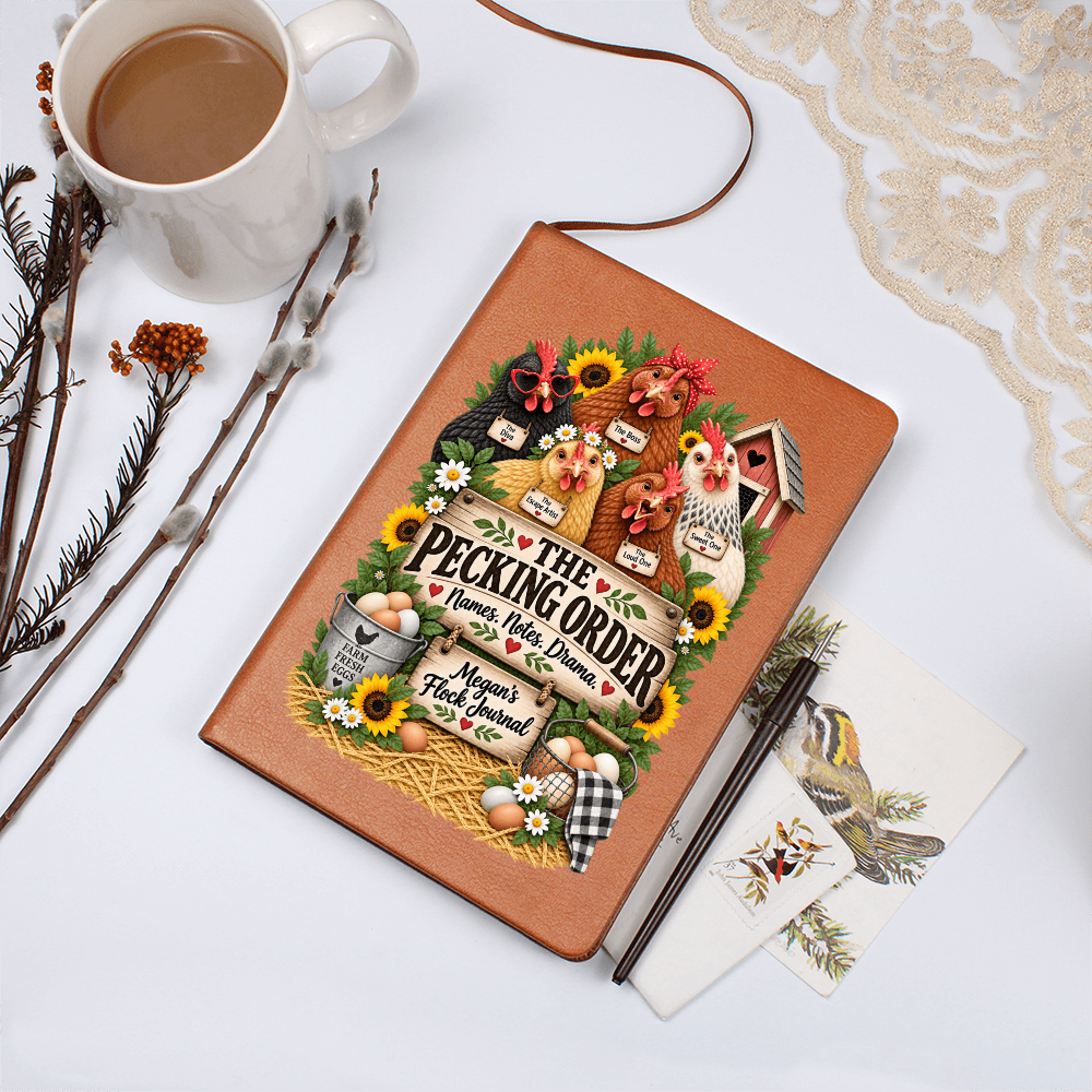 Personalized Chicken Journal — The Pecking Order Custom Flock Notes & Chicken Keeper Gift
