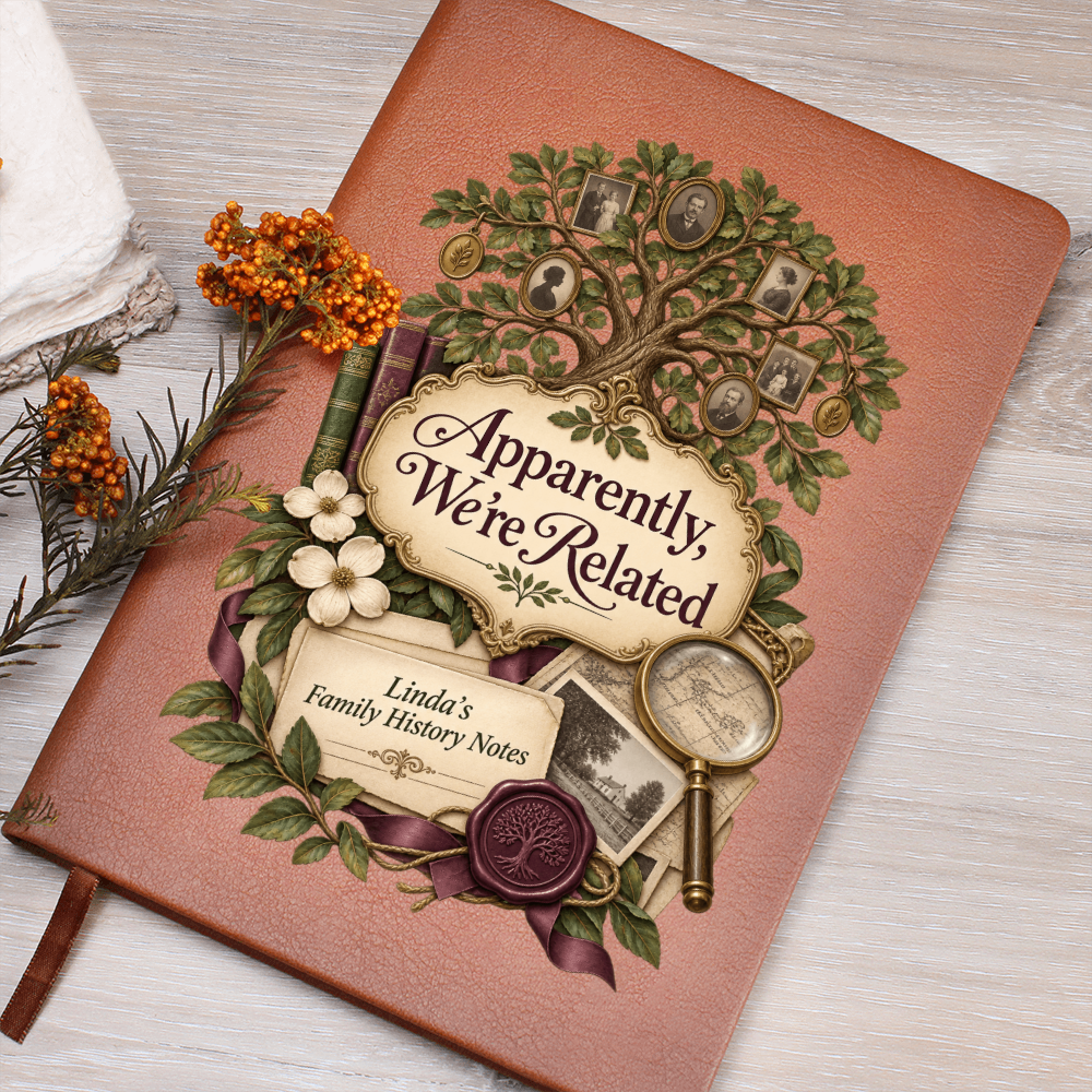 Personalized Family History Journal — Apparently, We're Related Custom Genealogy Notes Gift