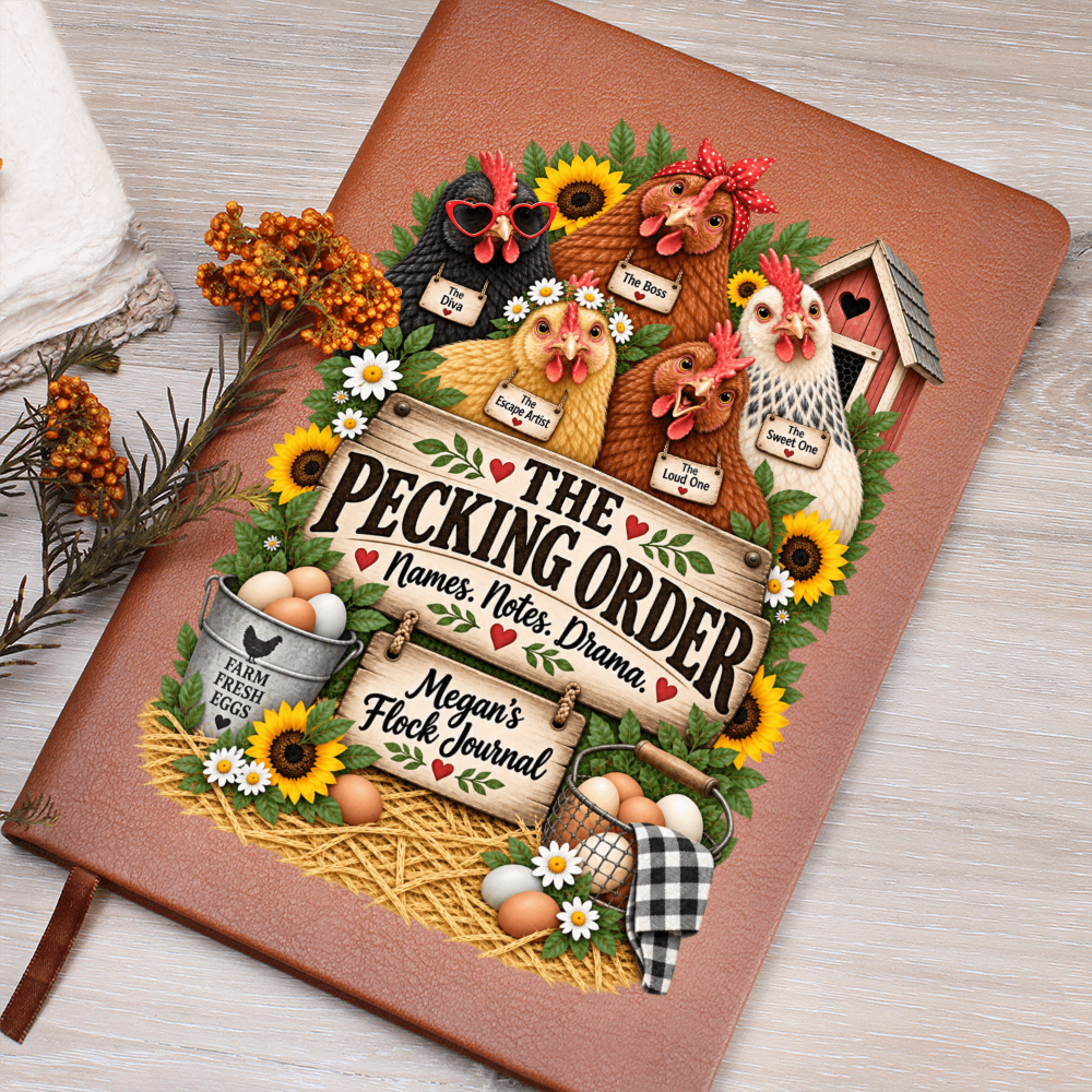 Personalized Chicken Journal — The Pecking Order Custom Flock Notes & Chicken Keeper Gift