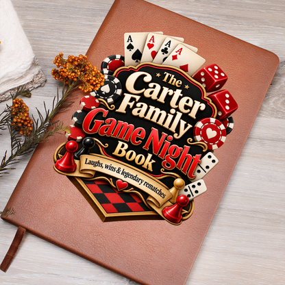 Personalized Family Game Night Journal — Custom Last Name Game Score & Memory Book
