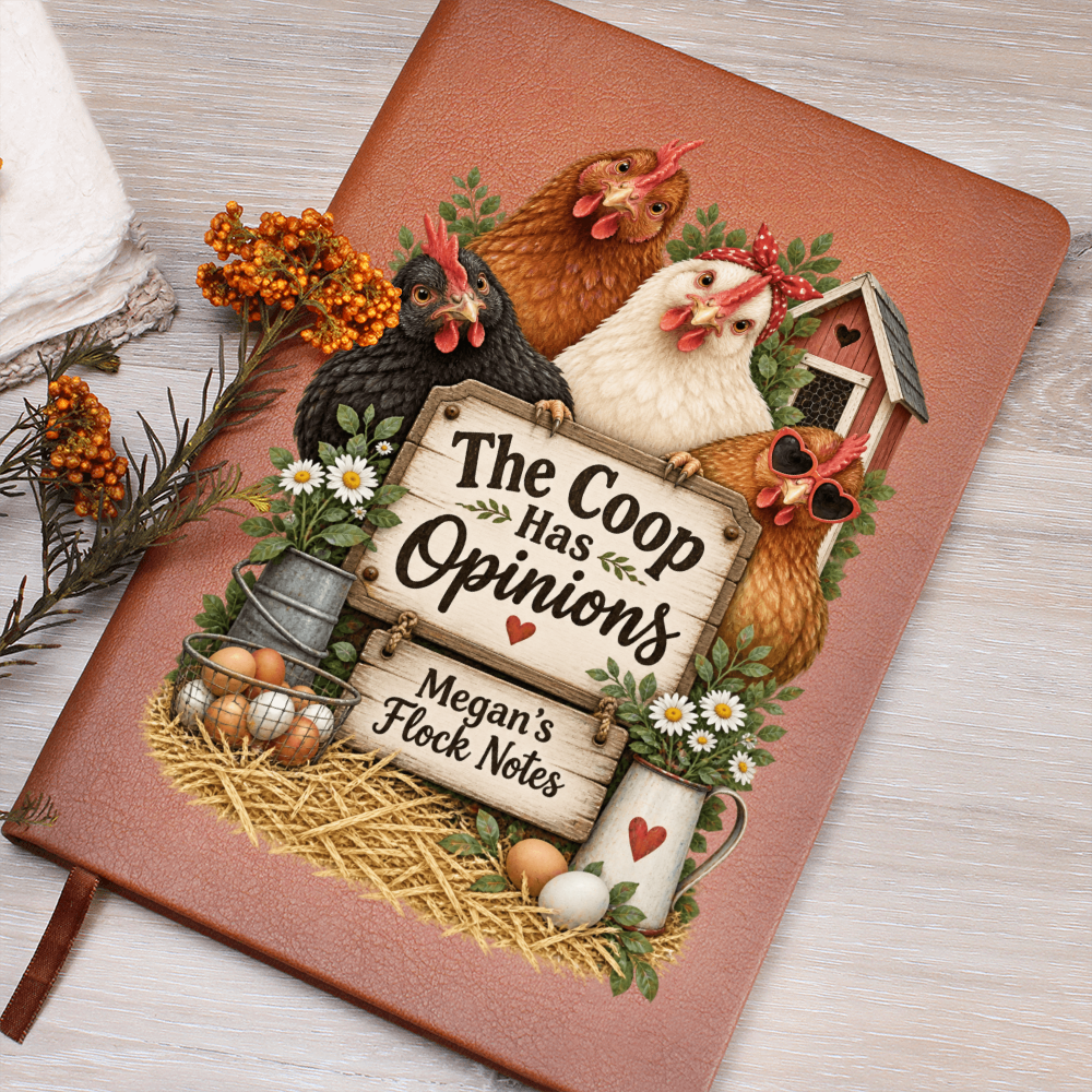 Personalized Chicken Journal — The Coop Has Opinions Custom Flock Notes Gift