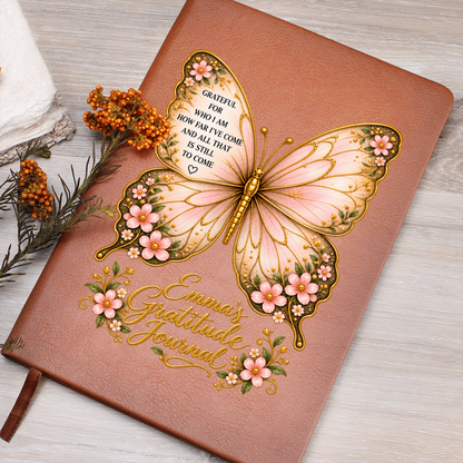 Personalized Butterfly Gratitude Journal — Custom Name Reflection & Daily Gratitude Notebook