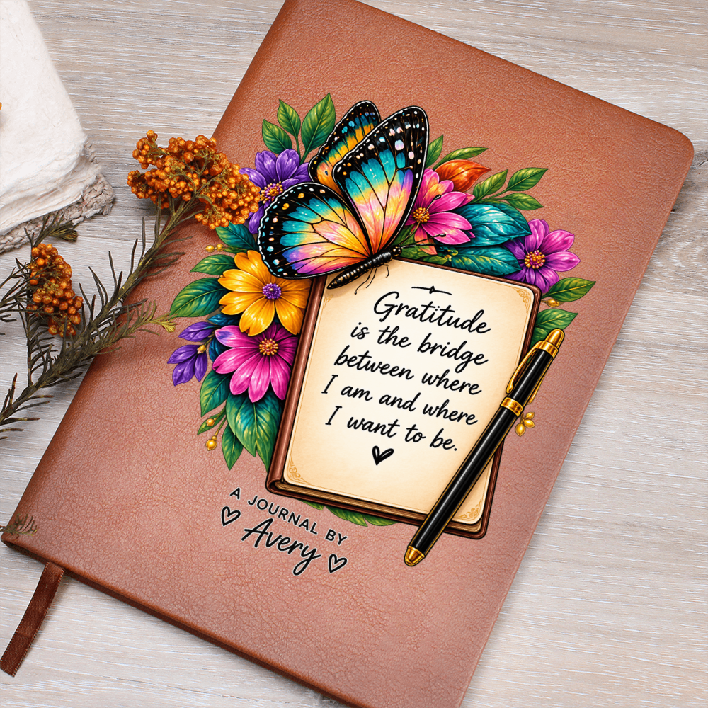 Personalized Gratitude Journal — Custom Name Reflection Notebook with Butterfly Design