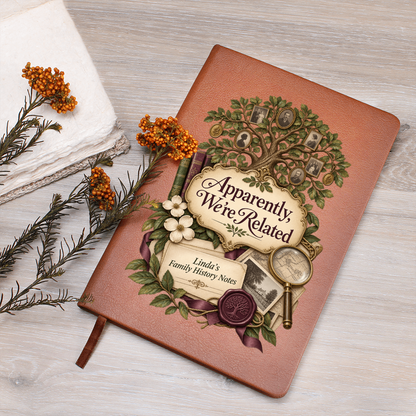 Personalized Family History Journal — Apparently, We're Related Custom Genealogy Notes Gift