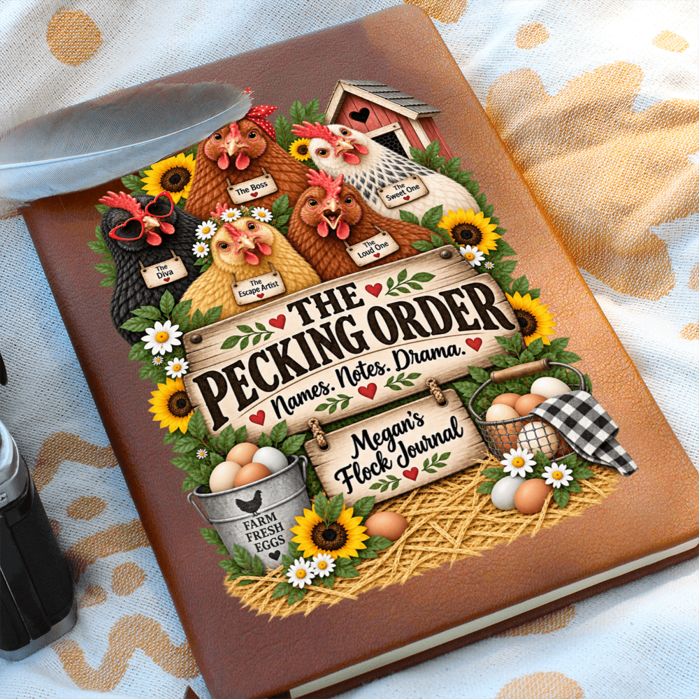 Personalized Chicken Journal — The Pecking Order Custom Flock Notes & Chicken Keeper Gift